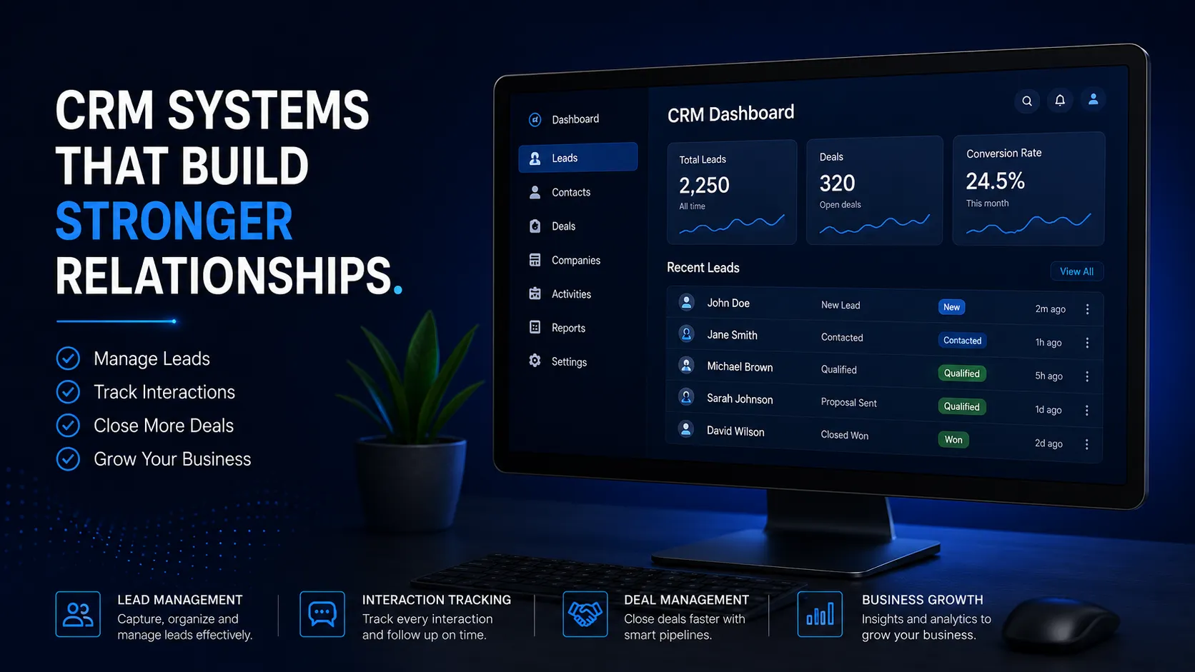 CRM dashboard showing customer data, sales pipeline, and analytics